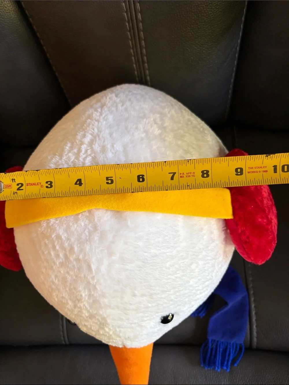 Plush Snowman Head with earmuffs and scarf